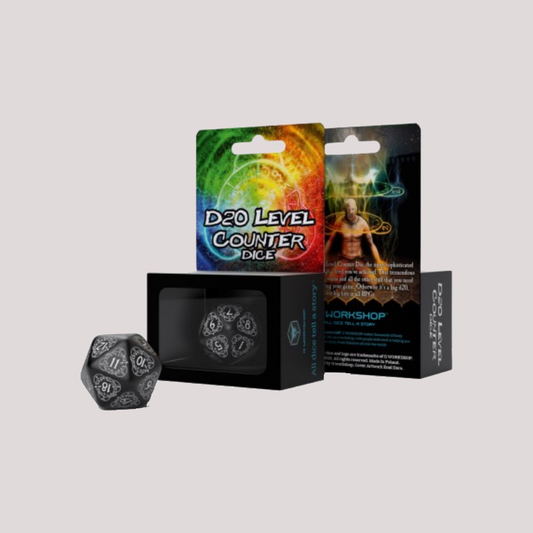 Q Workshop - Level Counter Die: D20 Black & White