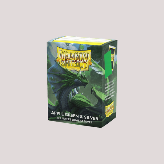 Dragon Shield Sleeves Matte Dual Sleeves (100) Apple Green & Silver