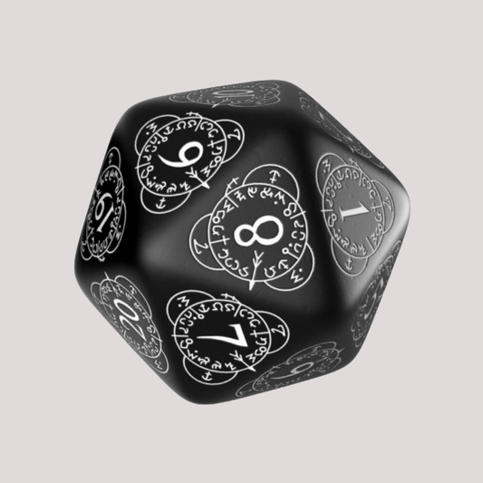 Q Workshop - Level Counter Die: D20 Black & White
